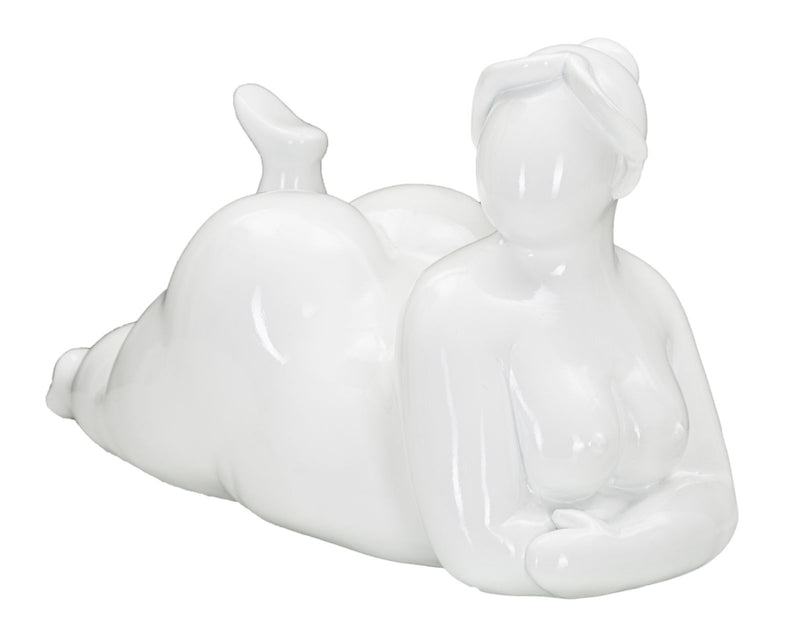 Statua Donnina Yoga Relax 32x16x16 cm in Poliresina Bianco-2