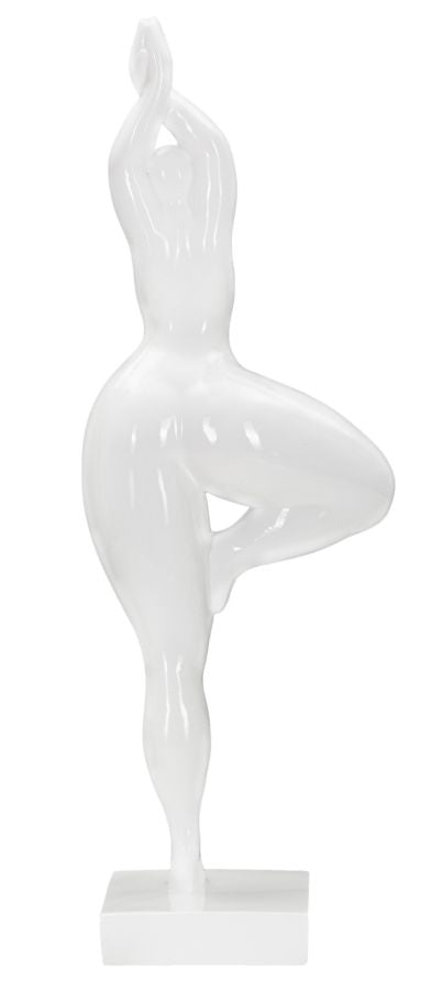 Statua Donnina Yoga 16x45,8x9 cm in Poliresina Bianco-4