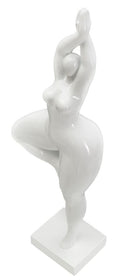 Statua Donnina Yoga 16x45,8x9 cm in Poliresina Bianco-5