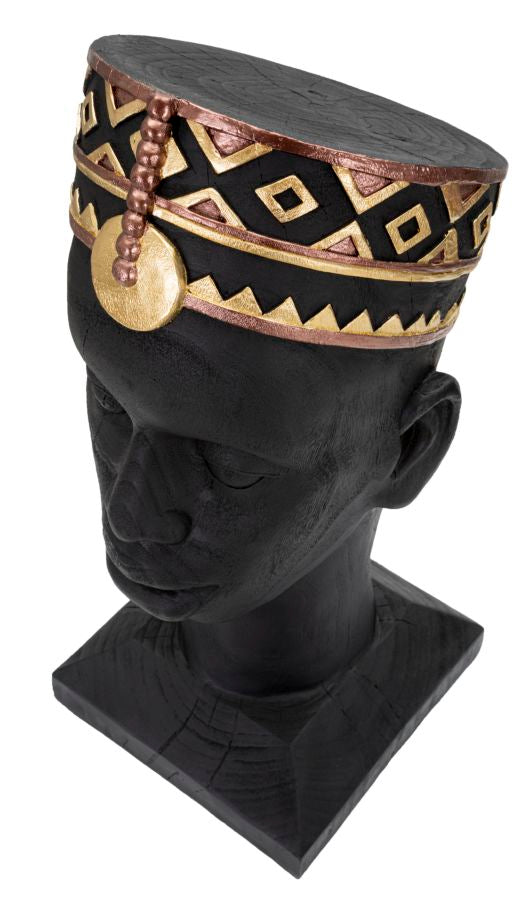 Statua Uomo Masai 25x56x25 cm in Poliresina Nero/Oro-6