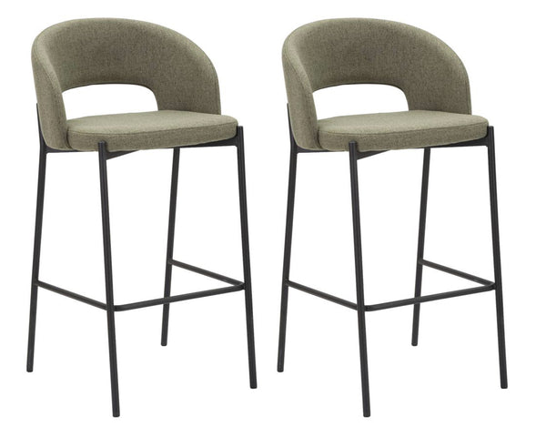 Set 2 Sgabelli Bar Helsinki 50x99x52 cm in Tessuto Verde/Nero online