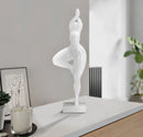 Statua Donnina Yoga 16x45,8x9 cm in Poliresina Bianco-6