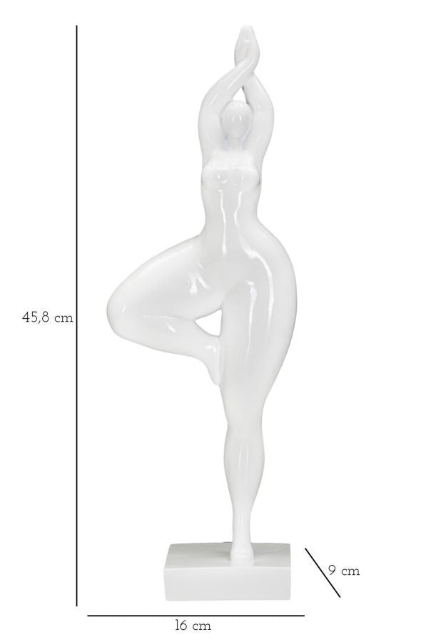 Statua Donnina Yoga 16x45,8x9 cm in Poliresina Bianco-7