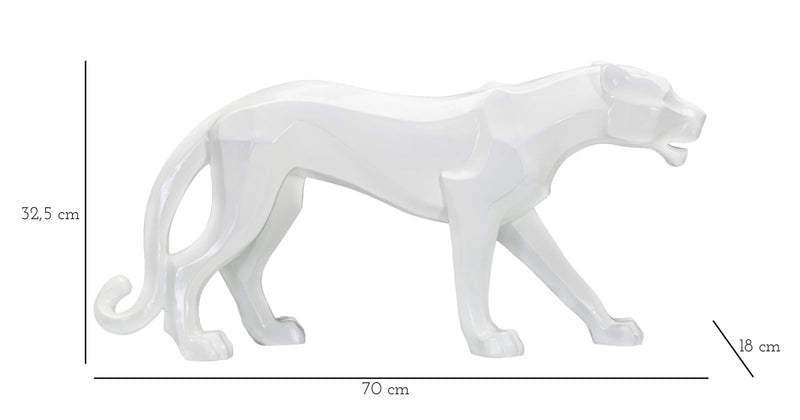 Statua Pantera 70x32,5x18 cm in Poliresina Bianco-8