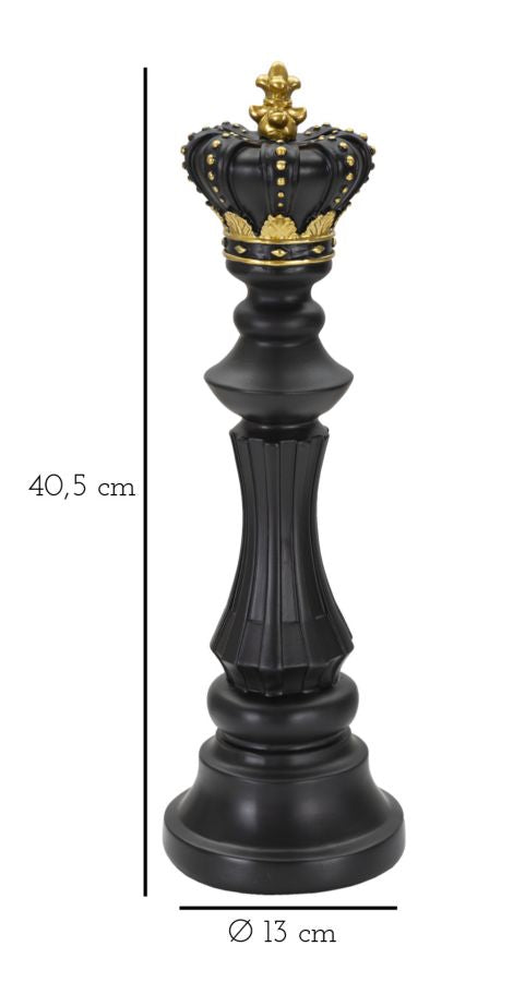 Re da Scacchi 13x40,5x13 cm in Poliresina Nero/Oro-6