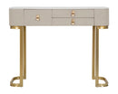 Console Fissa 3 Cassetti Beauty 100x80x40 cm in Legno MDF e Metallo Crema/Oro-2