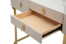 Console Fissa 3 Cassetti Beauty 100x80x40 cm in Legno MDF e Metallo Crema/Oro-4