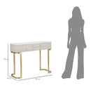 Console Fissa 3 Cassetti Beauty 100x80x40 cm in Legno MDF e Metallo Crema/Oro-10