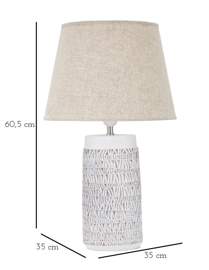 Lampada da Tavolo Nairobi 35x60,5x35 cm in Poliresina Bianco/Marrone-5