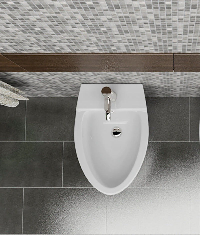 Bidet Sospeso in Ceramica 39x57x35 Cm Vorich Round Bianco-2