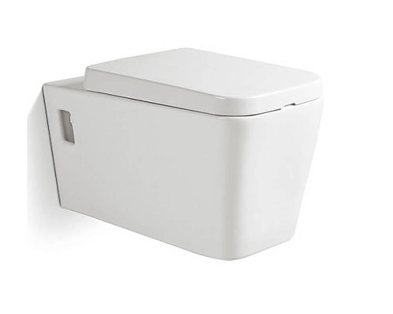 Coppia di Sanitari Sospesi Wc e Bidet in Ceramica 36x57x32 Cm Vorich Minimal Bianco-7