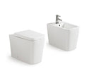 Coppia di Sanitari Wc e Bidet Filo a Muro in Ceramica 35x56x41 Cm Vorich Minimal Bianco-1