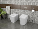 Coppia di Sanitari Wc e Bidet Filo a Muro in Ceramica 35x56x41 Cm Vorich Minimal Bianco-4