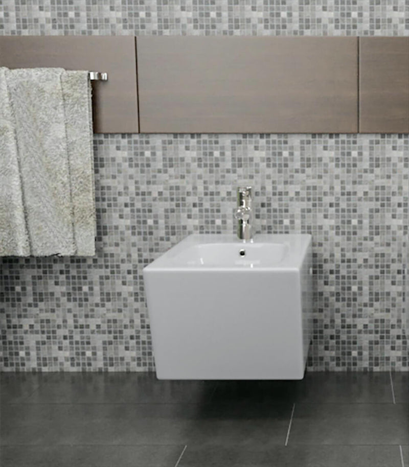 Bidet Sospeso in Ceramica 35,5x55,5x36,5 Cm Vorich Square Bianco-2