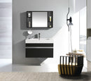 Mobile Bagno Sospeso 90 cm in MDF con Specchiera Vorich Idea Nero-4