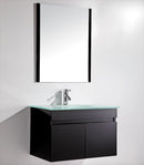 Mobile Bagno Sospeso 80 cm in MDF con Specchiera Vorich Easy Black Nero-3