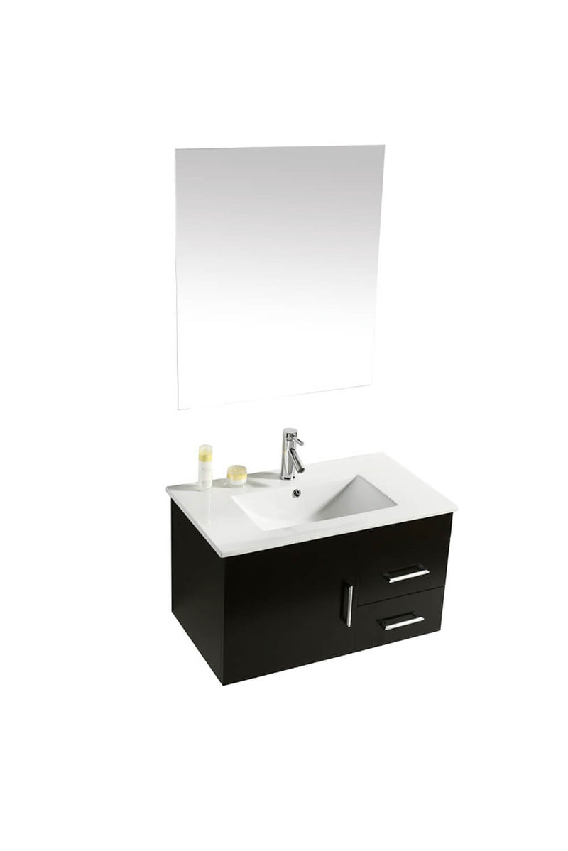 Mobile Bagno Sospeso 80 cm in MDF con Specchiera Vorich Dublino Nero-1