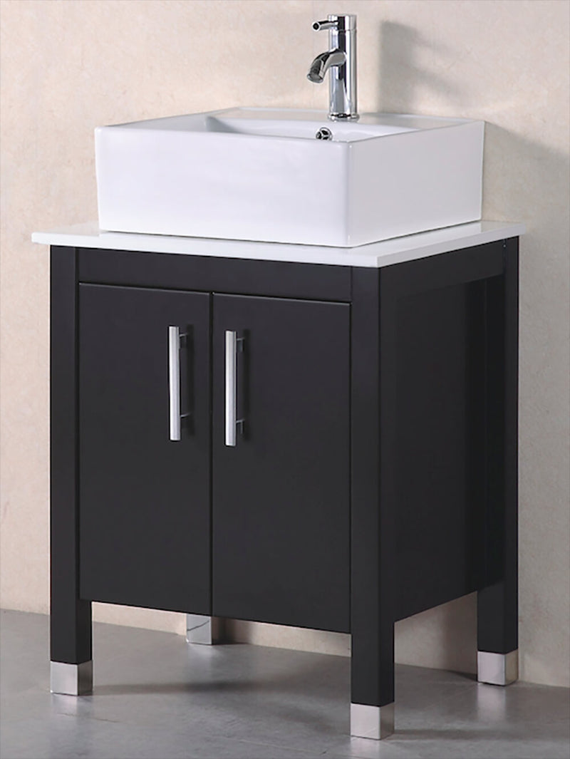 Mobile Bagno 61 cm in Legno Massello con Specchiera Vorich Old England Nero-10