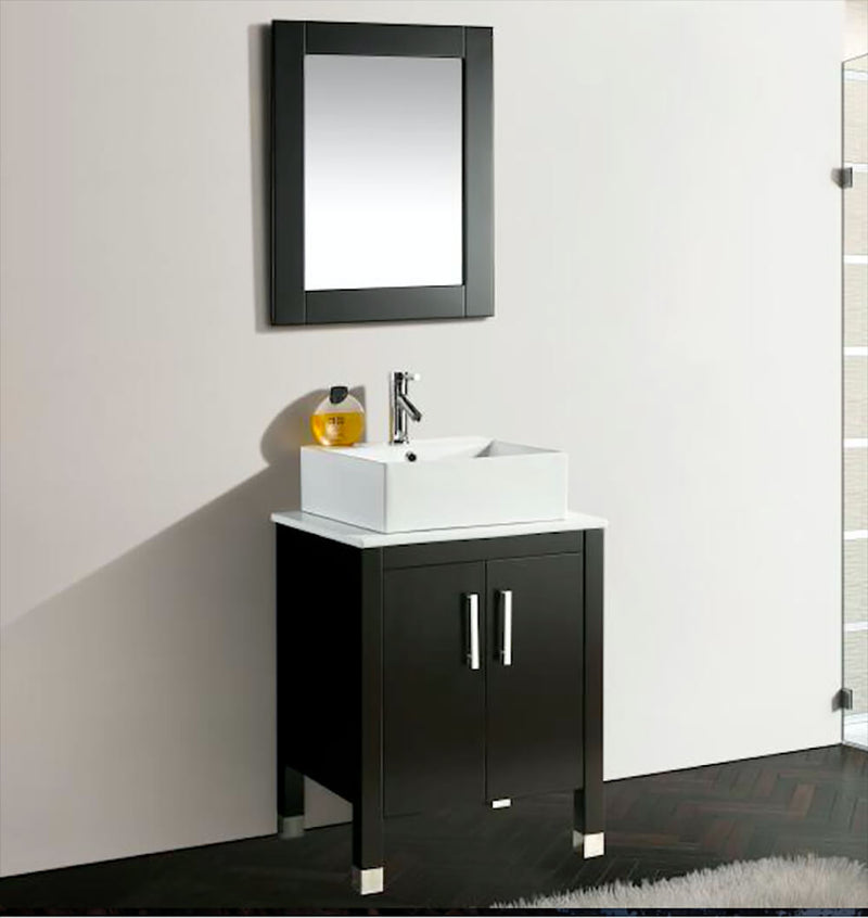 Mobile Bagno 61 cm in Legno Massello con Specchiera Vorich Old England Nero-1