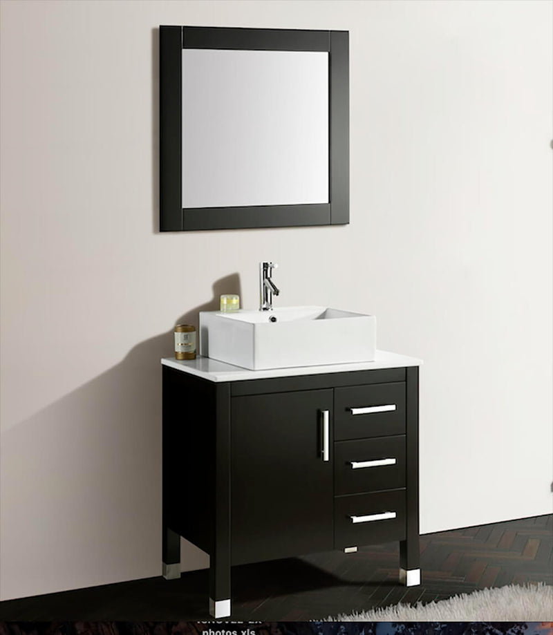 Mobile Bagno 76 cm in Legno Massello con Specchiera Vorich Old England Plus Nero-1