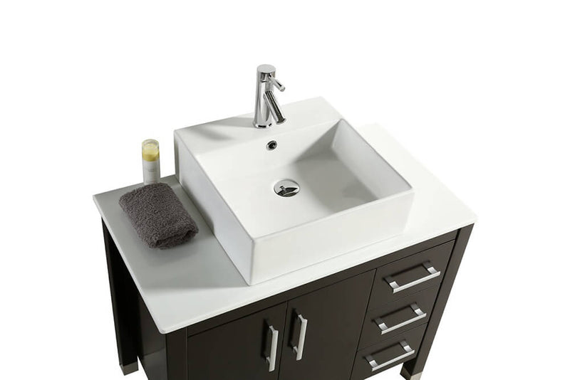 Mobile Bagno 91 cm in Legno Massello con Specchiera Vorich Old England Family Nero-8