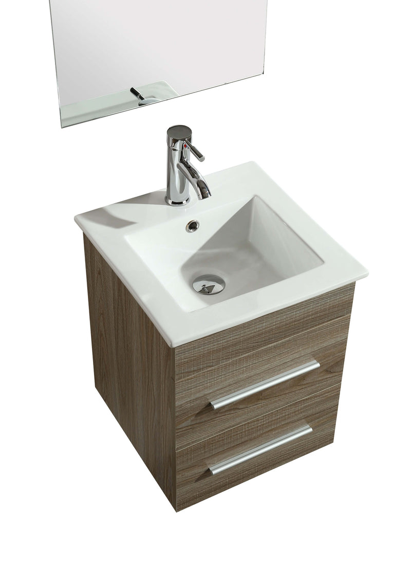 Mobile Bagno Sospeso 41 cm Lavabo e Specchio Vorich Rayan Rovere-4