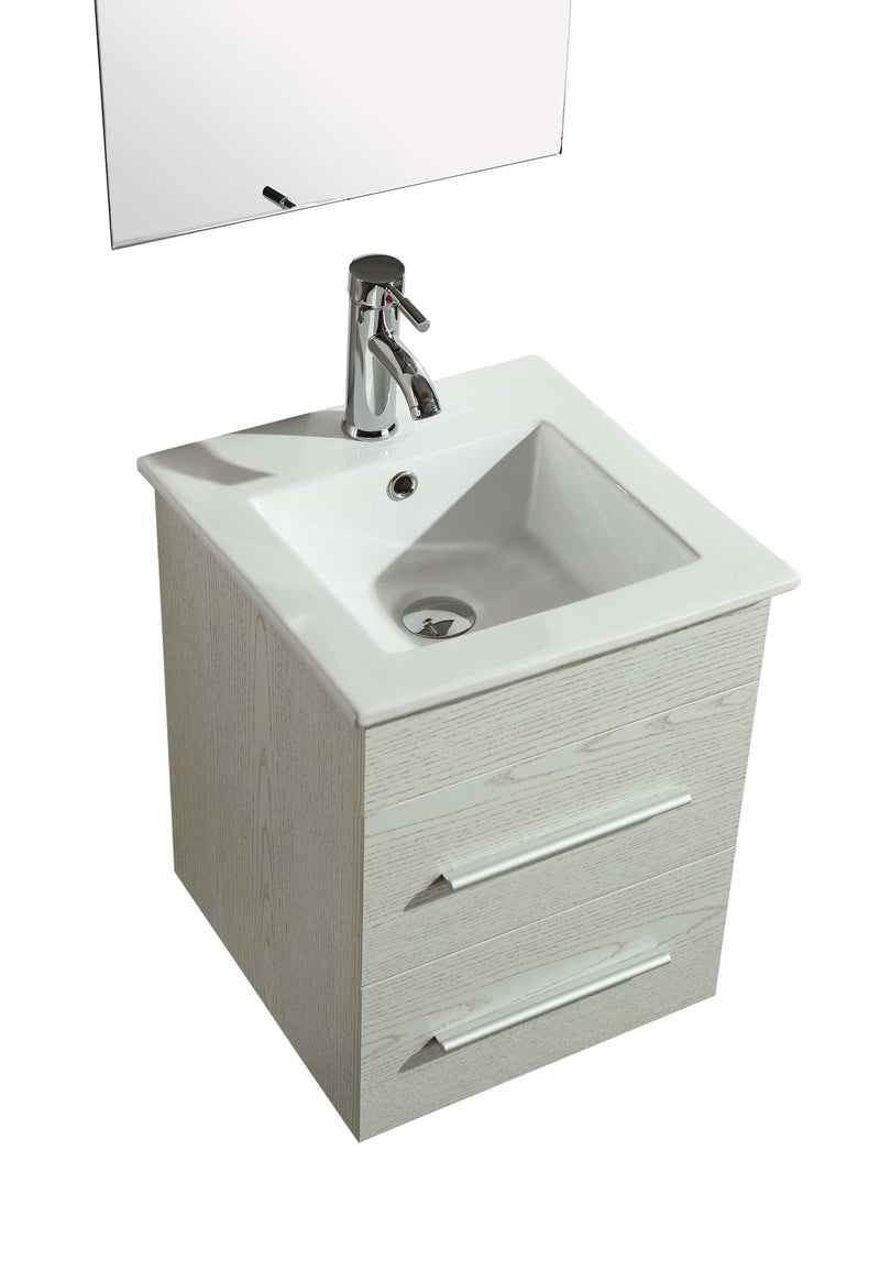 Mobile Bagno Sospeso 41 cm Lavabo e Specchio Vorich Rayan Bianco-5