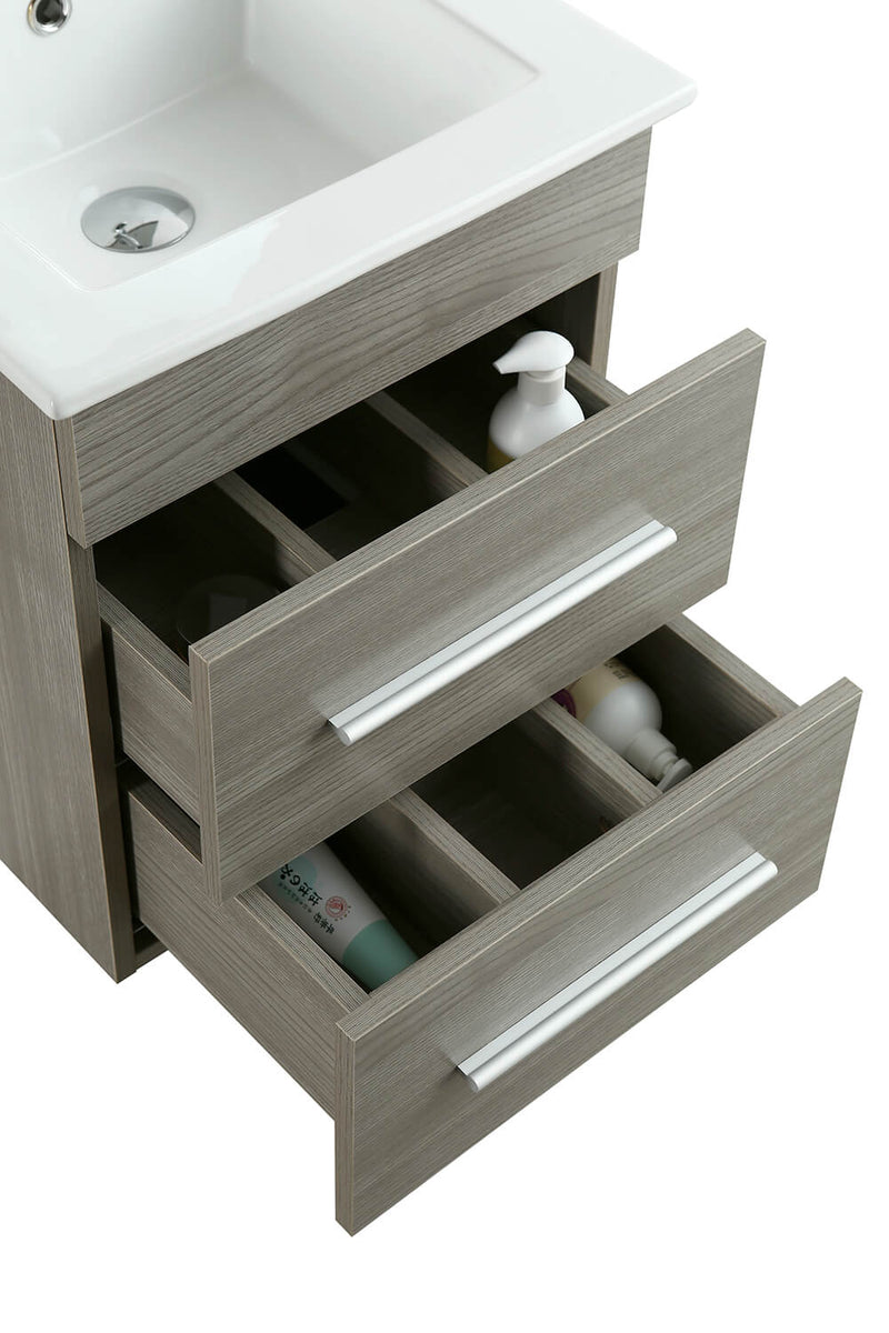 Mobile Bagno Sospeso 41 cm in MDF con Specchio Vorich Rayan Grigio-6