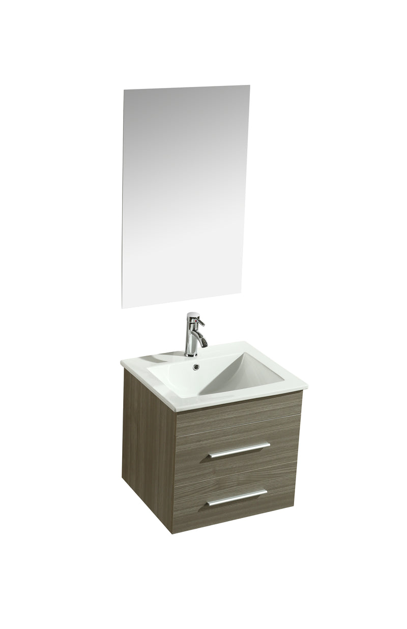 Mobile Bagno Sospeso 53 cm in MDF con Specchio Vorich Jasmin Grigio-1