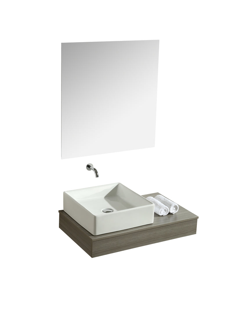 Mobile Bagno Sospeso 85 cm in MDF con Specchio Vorich British Grigio-1