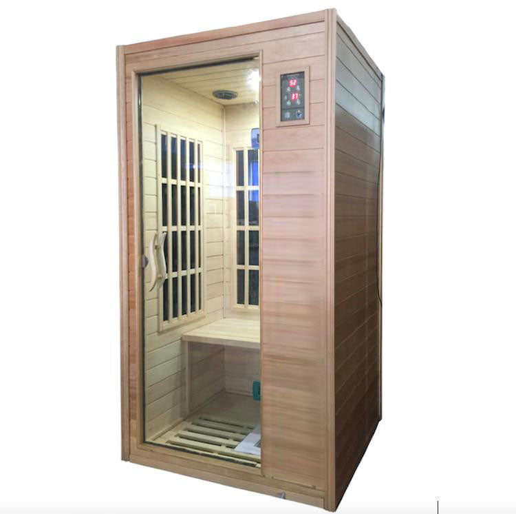 Sauna Finlandese ad Infrarossi 2 Posti 90x90 cm in Legno di Hemlock H188 Vorich Darsena-1