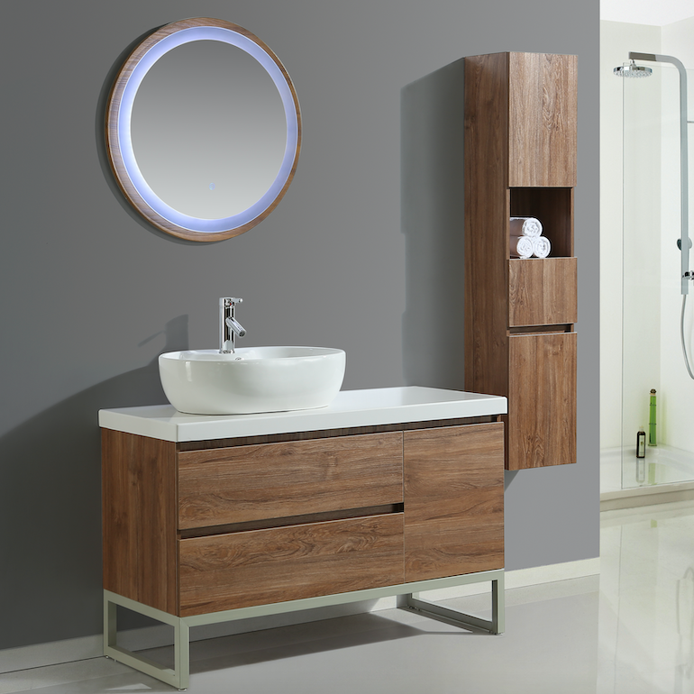 Mobile Bagno Sospeso 120 cm Lavabo Specchio e 1 Pensile Paris-2