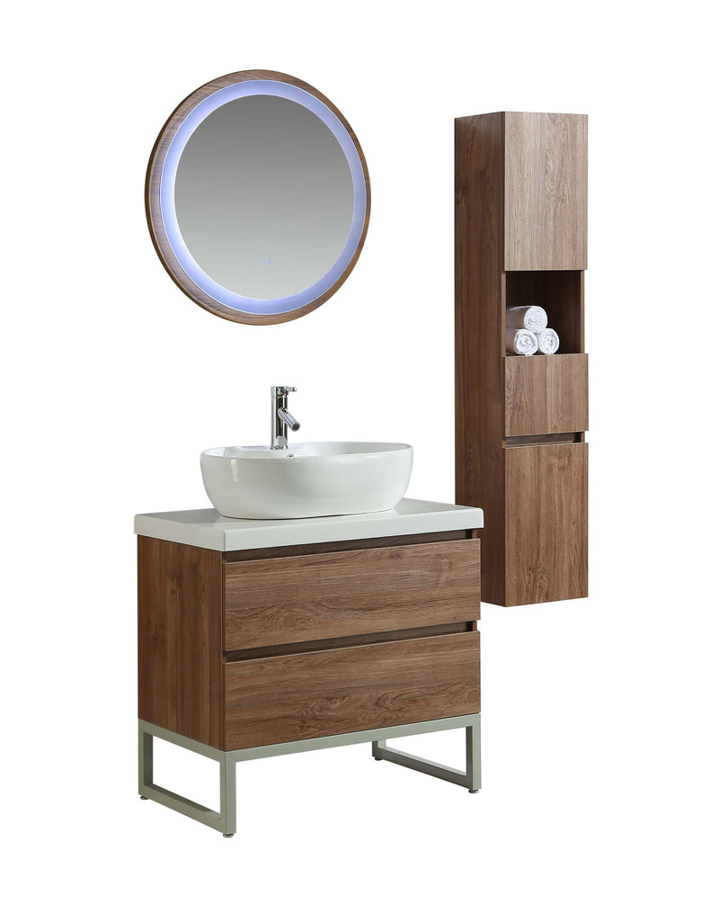 Mobile Bagno Lavabo Specchio e 1 Pensile Vorich Paris Rovere Varie Misure-1