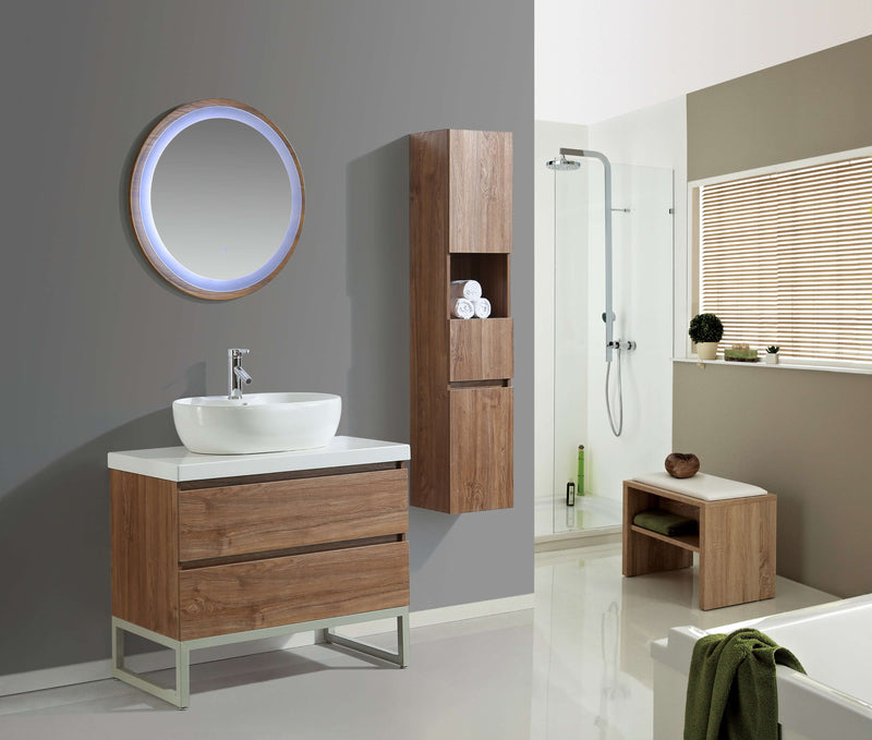 Mobile Bagno Lavabo Specchio e 1 Pensile Vorich Paris Rovere Varie Misure-3