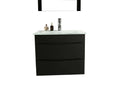 Mobile Bagno Sospeso 60 cm Lavabo e Specchio Vorich Easy Nero-4