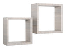 Set 2 Mensole Cubo da Parete Quadrato in Fibra di Legno Ginevra Rovere Grigio-1