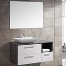 Mobile Bagno Sospeso 120 cm Lavabo e Specchio London Bianco Effetto Pietra-2