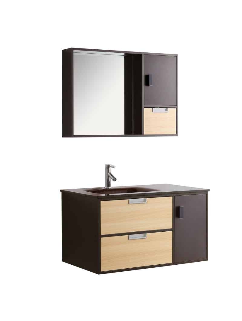 Mobile Bagno Sospeso 90 cm Lavabo e Specchio Dante-1