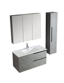 Mobile Bagno Sospeso 100 cm Lavabo Specchio e 1 Pensile Pitagora Grigio-1