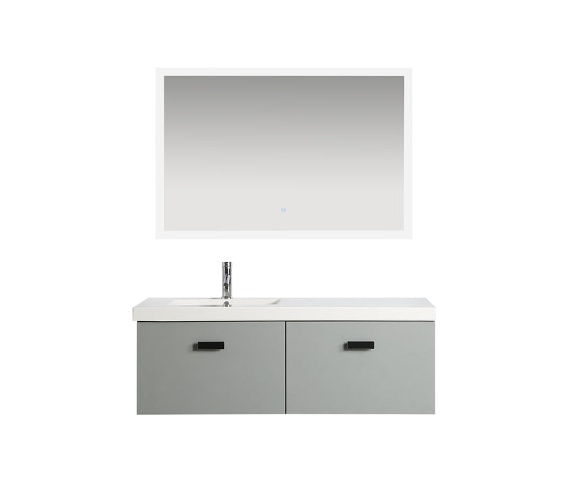 Mobile Bagno Sospeso 130 cm Lavabo e Specchio Agata-4