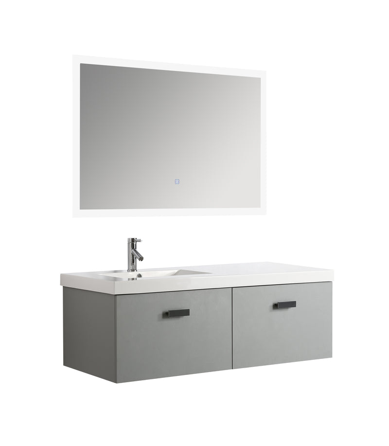 Mobile Bagno Sospeso 130 cm Lavabo e Specchio Agata-1