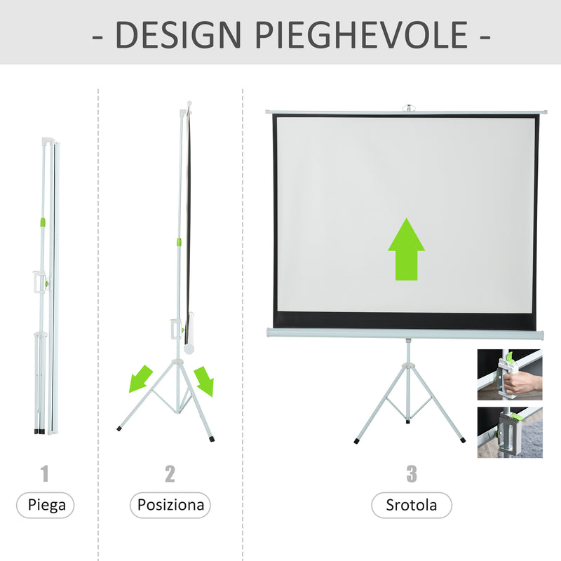 Schermo di Proiezione 84 Pollici Formato 4:3 con Treppiedi -4