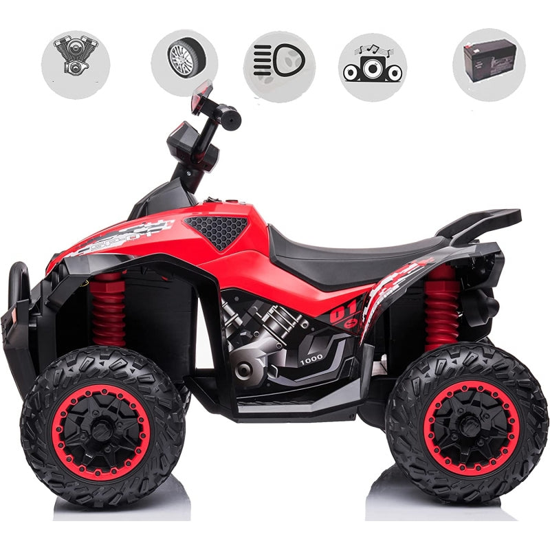 Quad Elettrico per Bambini 12V ATV Speed Rosso-4