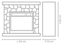 Camino Elettrico da Pavimento 90x80x30 cm Effetto Fiamma 1800W Sasso-3