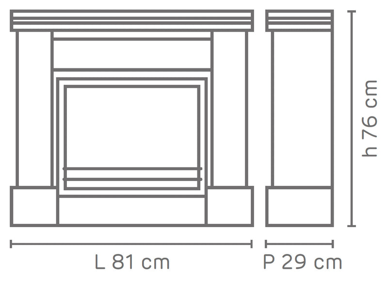 Camino Elettrico da Pavimento 81x29x76 cm Effetto Fiamma 2000W Versaille Bianco-3