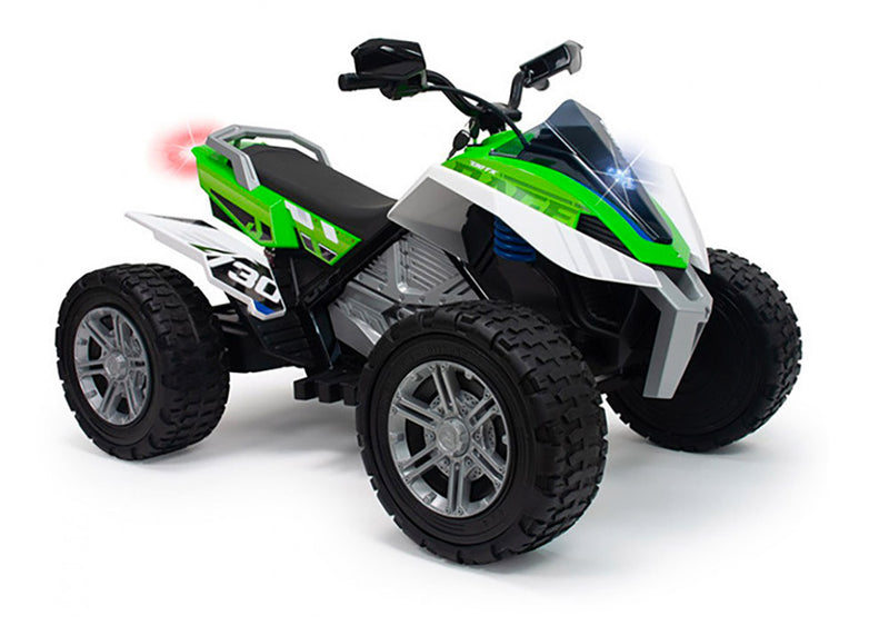 Quad Elettrico per Bambini 24V Ruote in Gomma Rage Bianco e Verde-1