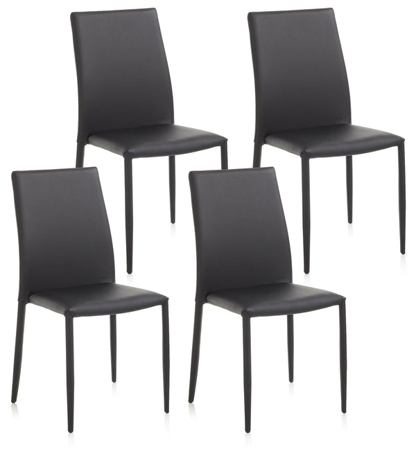 sconto Satz mit 4 Stühlen 43,5 x 46,5 x 90,5 cm in schwarzem Kunstleder