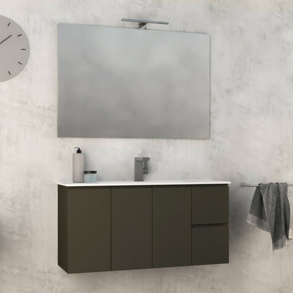 Badezimmer-Hängeschrank 100 cm Tavassi Urano Waschbecken und Spiegel Matt Taupe Grey acquista