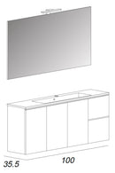 Mobile Bagno Sospeso 100 cm Lavabo e Specchio Tavassi Urano Grigio Talpa Opaco-8