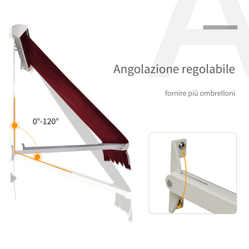 Tenda da Sole a Caduta 180×70 cm in Alluminio e Poliestere Rosso-4